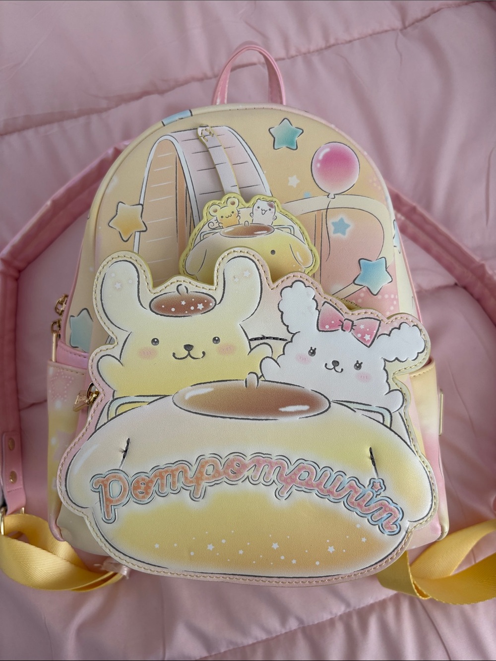 NEW Sanrio Pompompurin Pink and Yellow Kids Character Backpack